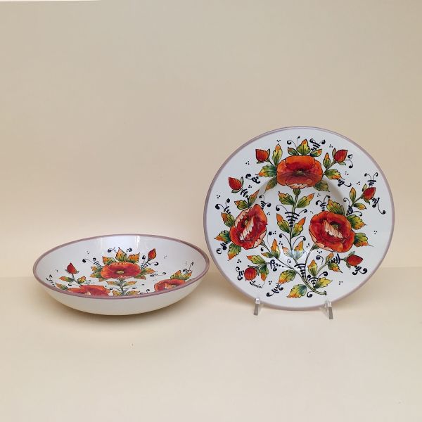 SET OF PASTA-SOUP BOWLS ON CM.22 DIAMETER, CM.5H. PAPAVERO CENTRALE